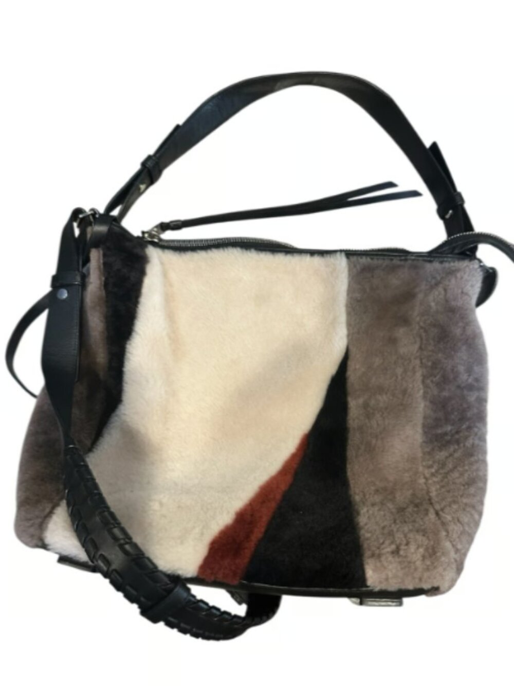 All Saints Shearling Kita Multicolor Should Cross Body Bag